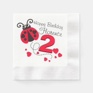 Girls named 2nd birthday red ladybug napkins