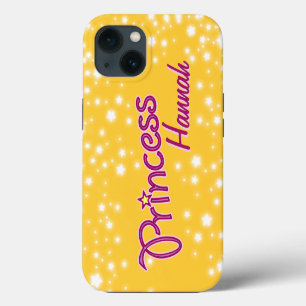 Girls named princess star yellow pink  iPhone 13 case
