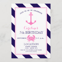 Girl's Nautical Birthday Party - Anchor + Crab