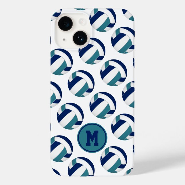 girls navy blue teal volleyballs pattern  Case-Mate iPhone case (Back)