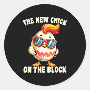 Girls New Chick On The Block Egg Hunting Easter Wo Classic Round Sticker