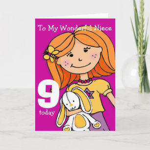 Girls Niece 9-e fille de carte d'anniversaire viol