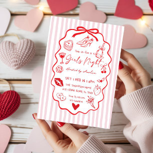 Girls Night doodle  hand drawn Invitation