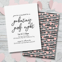 Girls Night Handwritten Hearts Galentine's Day