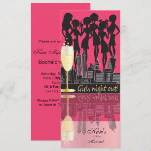 Girls Night Out, Bachelorette Party - Hot Pink Invitation
