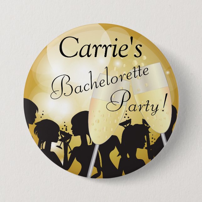 Girls Night Out Bachelorette Party in Gold Bokeh 3 Inch Round Button (Front)