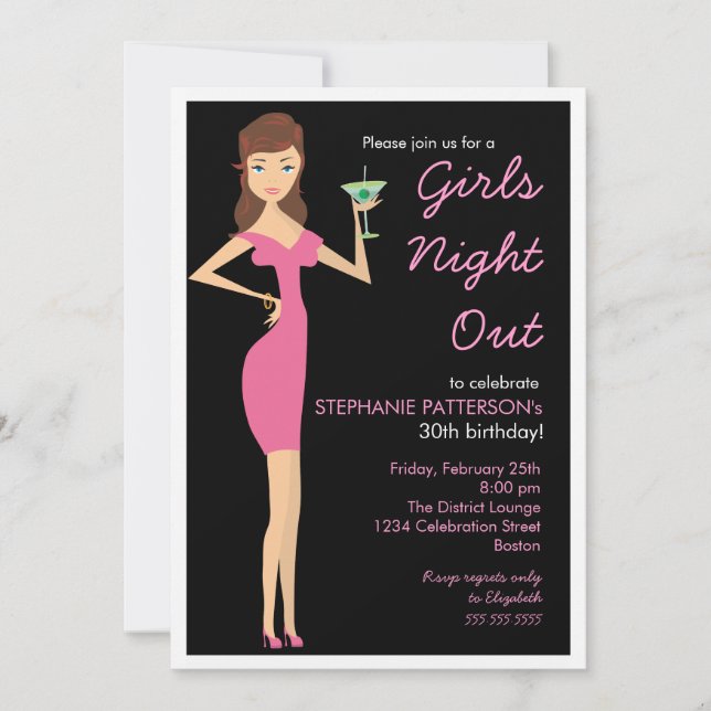 Girls Night Out Cocktail Diva Birthday Party Invitation (Front)