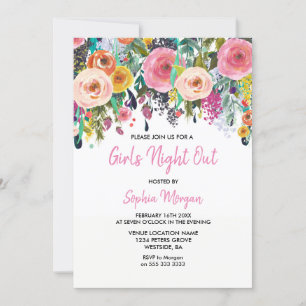 Girls Night Out Invitation Pink Floral Sublime