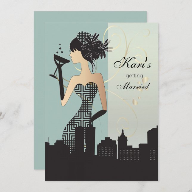 Girls Night Out Party - Blue Invitation (Front/Back)