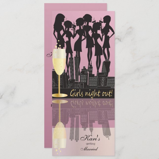 Girls Night Out Party Celebration | Pink Invitation (Front/Back)