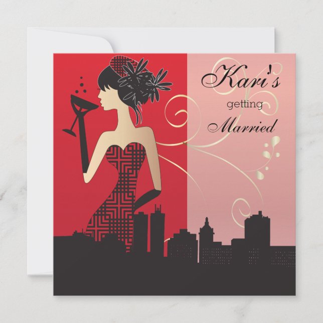 Girls Night Out Party - Red Invitation (Front)