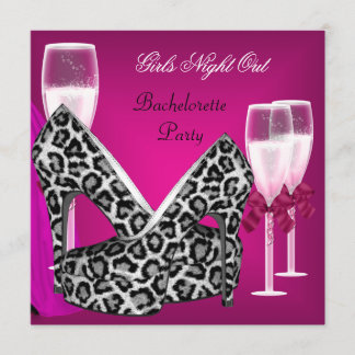 Girls Night Out Pink Shoes Hi Heels Champagne 3 Invitation
