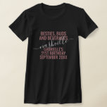 Girls Night Out Trip Custom Funny Pink Black T-Shirt<br><div class="desc">Personalized Pink and Black Girls Weekend Trip Custom T-Shirt with editable text and wording for your date,  destination or location,  name,  and fun quote like "besties,  buds,  and beverages" makes a fun and useful keepsake for your travel squad or bridesmaids.</div>