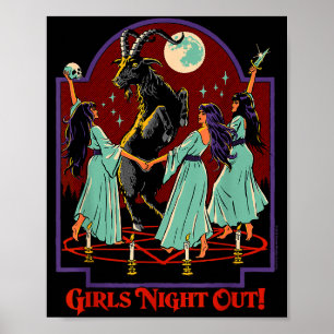 Girl's Night Out Witches Retro Vintage Funny Adult Poster