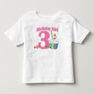 Girls Number 3 Cupcake Birthday T shirt