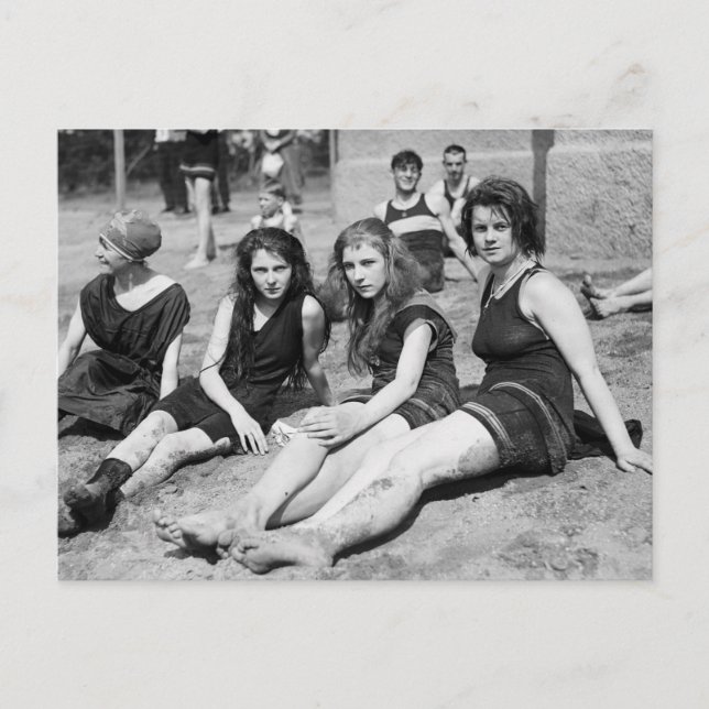 Girls on the Beach, early 1900s Postcard (Front)