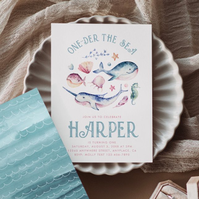 Girl's One-der the Sea Birthday Invitation (Creator Uploaded)
