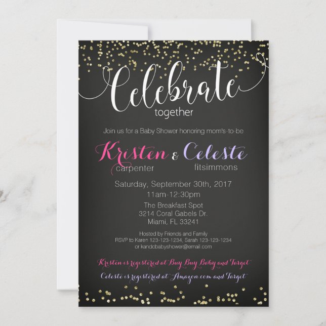 Girls or Boy Baby Shower Invitation combined joint (Front)