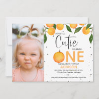 Girl's Orange Photo Little Cutie First Birthday In