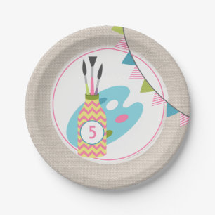 Girls Painting / Art Birthday Party Paper Plate