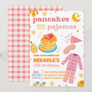 Girls Pancakes and Pyjamas Birthday Invitation