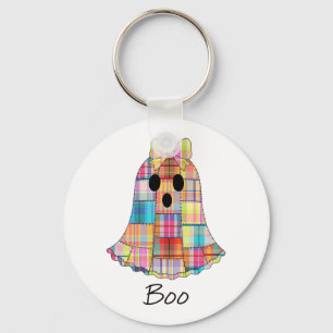 Girls Patchwork Ghost Colourful Halloween Madras P Keychain