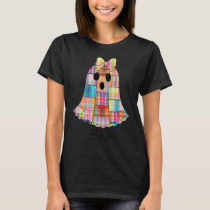Girls Patchwork Ghost Colourful Halloween Madras P T-Shirt