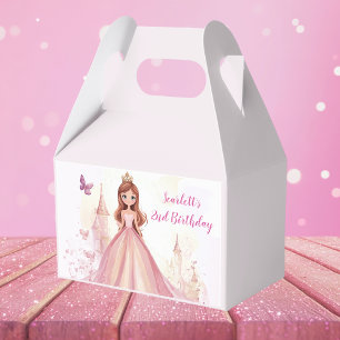 Girls Personalised Pink Princess Birthday Favor Box