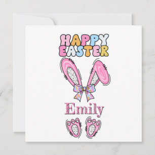 Girls Personalize Happy Easter Bunny Pink