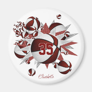 girls personalized basketballs stars maroon magnet
