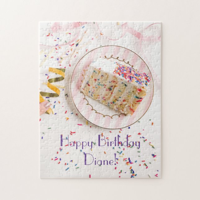 Girls Personalized Birthday Cake Jigsaw Puzzle (Vertical)
