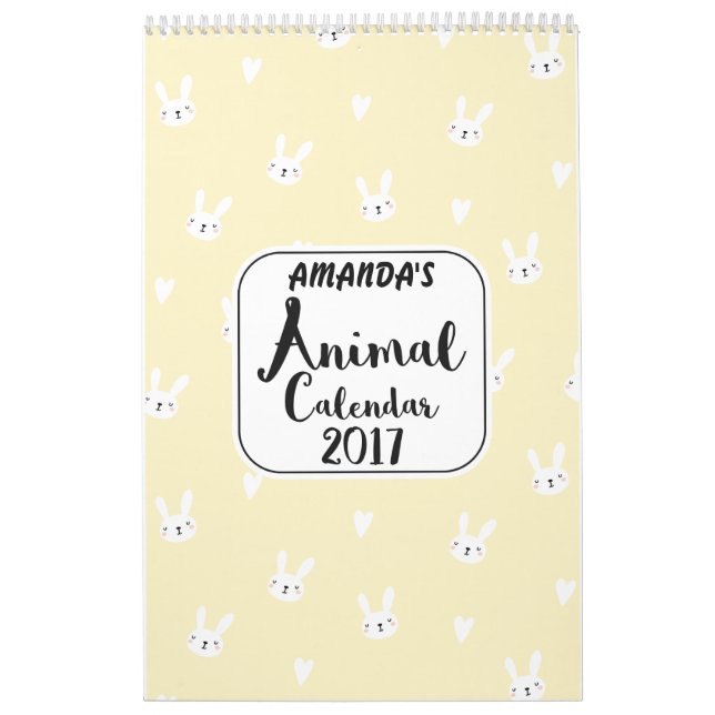Girls Personalized Cute Animals 2017 Calendar (Cover)