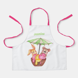Girls Personalized Cute Animals Ice cream Bowl Fun Apron