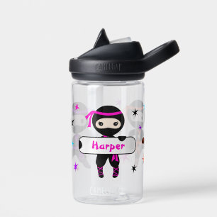 Girls Personalized Cute Ninja Kids Custom Name  Water Bottle