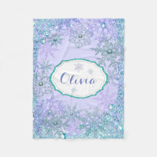 Girls Personalized Frozen Snowflake Fleece Blanket
