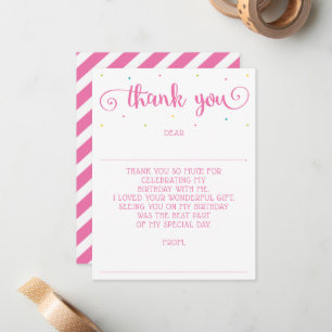 Girls Personalized Message Fill In Thank You Card