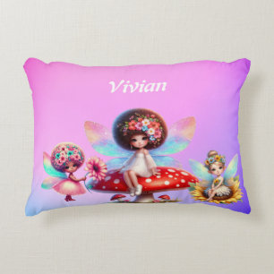 Girls personalized name fairy accent pillow