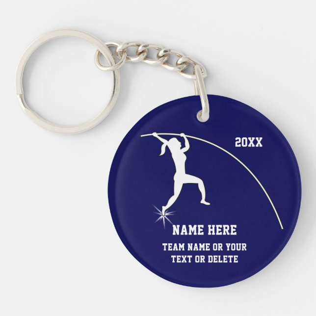 Girls Personalized Pole Vault Gifts, Your Colours Keychain (Front)