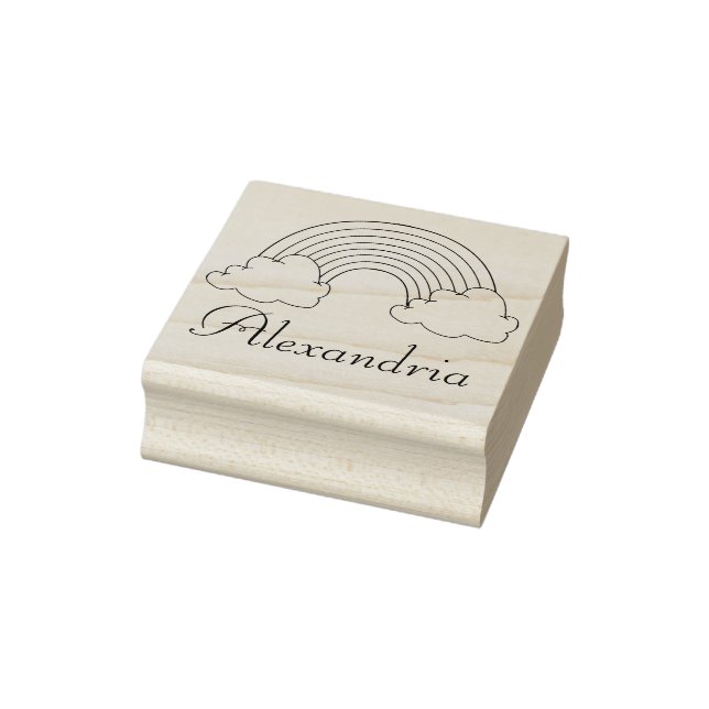 Girls Personalized Rainbow With Name Kids Rubber Stamp (Stamp)