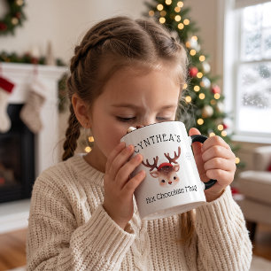 Girls Personalized Reindeer C Hot Chocolate Mug