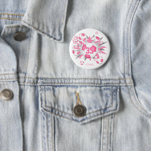 girls personalized soccer ball blowout pink 2 inch round button