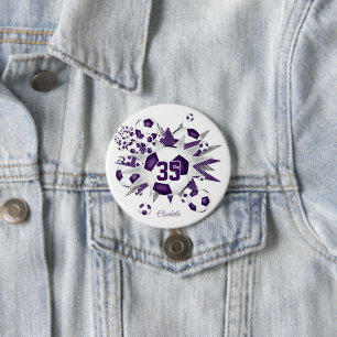 girls personalized soccer balls stars purple 3 inch round button