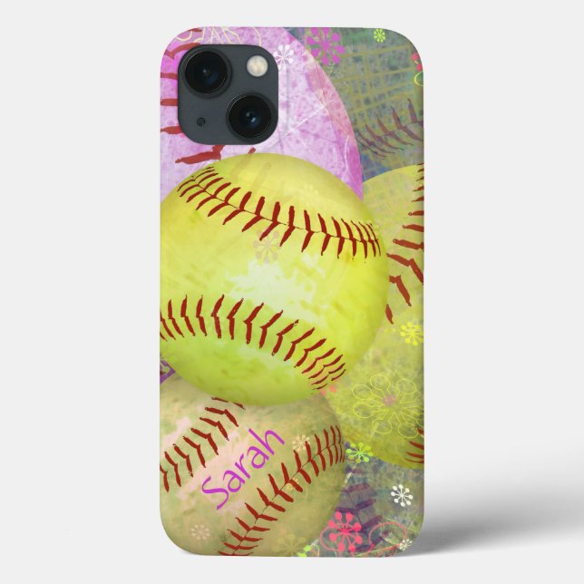Girl's personalized softball Case-Mate iPhone case (Back)