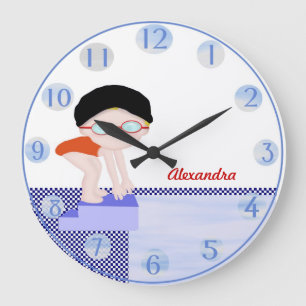 Girls Personalized Swim Wall Clock