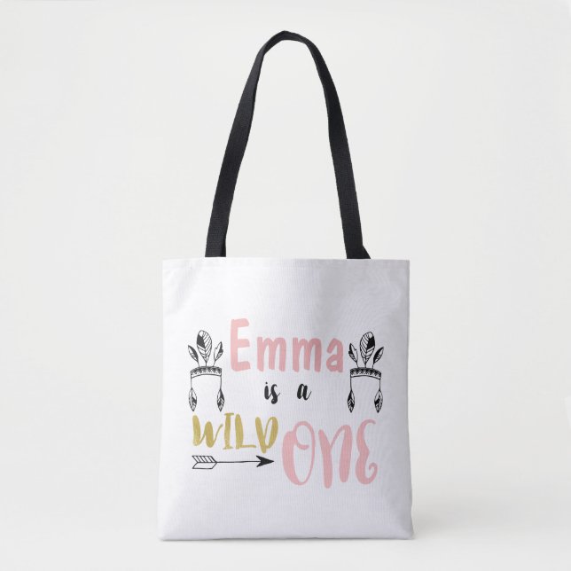 Girls Personalized Wild One Baby Tote (Front)
