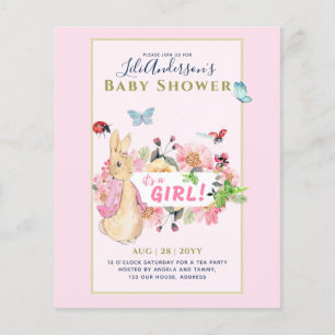 Girls Peter Rabbit ( PINK ) Baby Shower Invitation Flyer