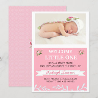 Girls Photo Birth Announcement
