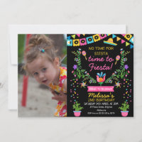 Girls Photo Mexican Floral Fiesta Birthday Invitat