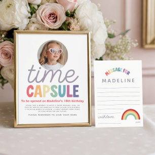 Girls Photo Retro Rainbow Time Capsule Sign