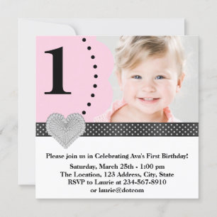 Girls Pink and Black Birthday Party Invitation
